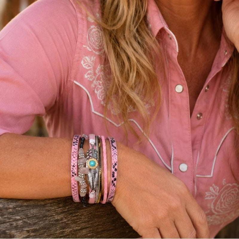 Rodeo Drive Pink Boho Multi Strand Wrap Bracelet