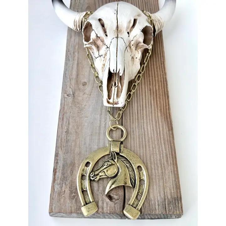 Western Horse & Horseshoe Statement Necklace