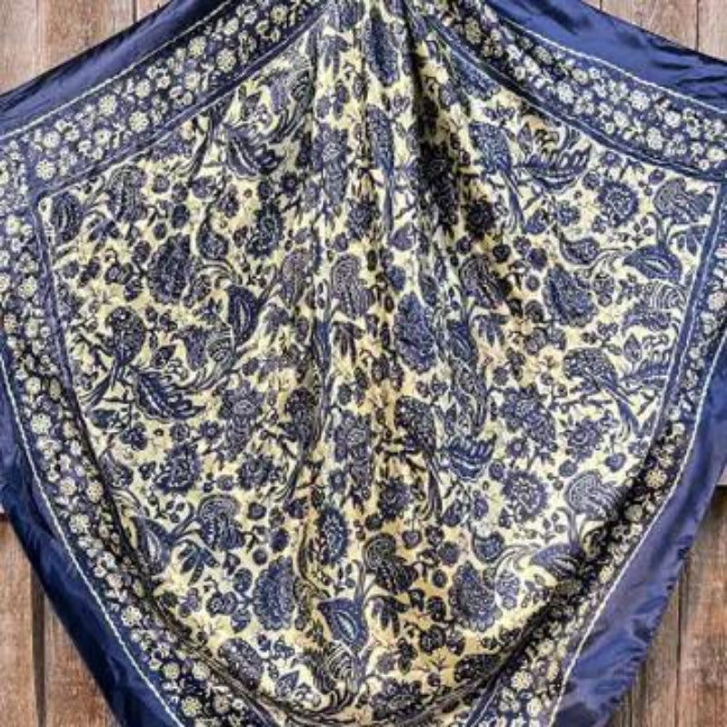 Rodeo Drive Royal Blue Cream Paisley Wild Rag Scarf WR144