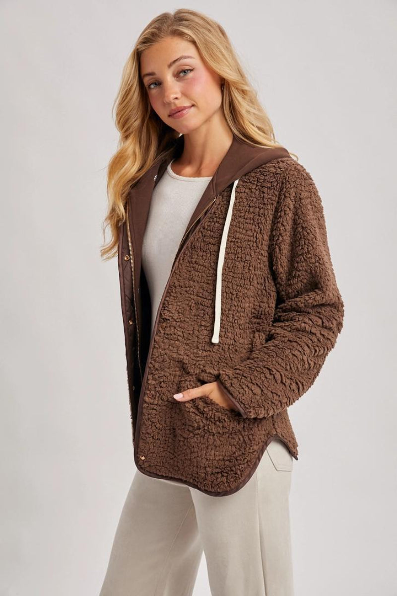 BLUIVY SHERPA ADJUSTABLE HOODED JACKET | COCO - SIDE VIEW 