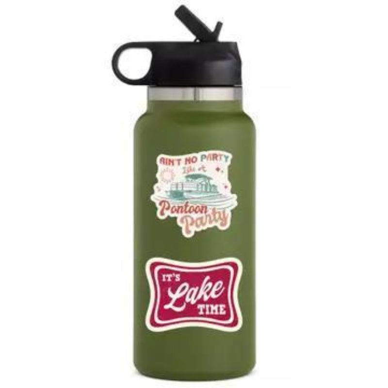 Juju and Moxie Lake Time Summer Boat Drink High Quality Vinyl Sticker