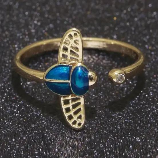 Dainty Bee Ring 18K Gold Filled Open Adjustable Animal