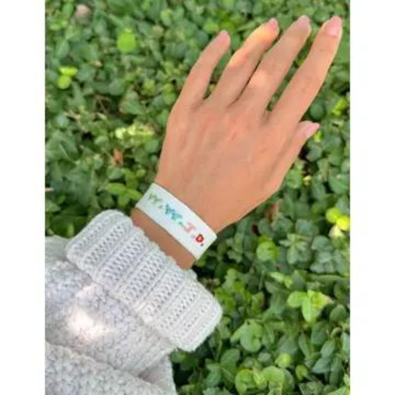 Elevated Faith White WWJD Embroidered Bracelet White