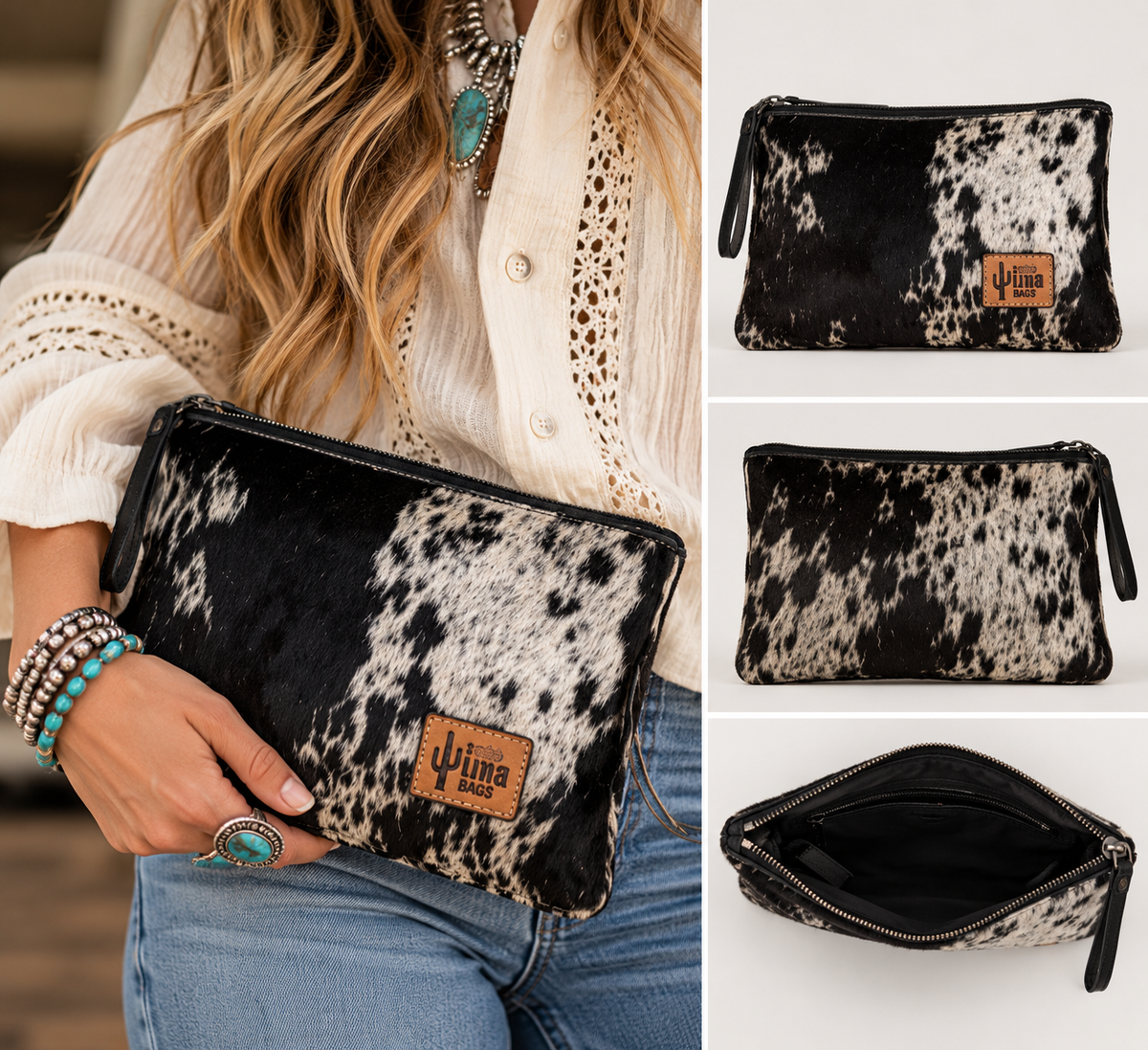 Western Cowhide Travel Makeup Bag