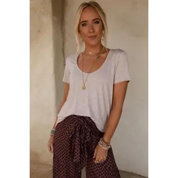 Three Bird Nest Scoop Neck Bralette Tee – Heather Oatmeal