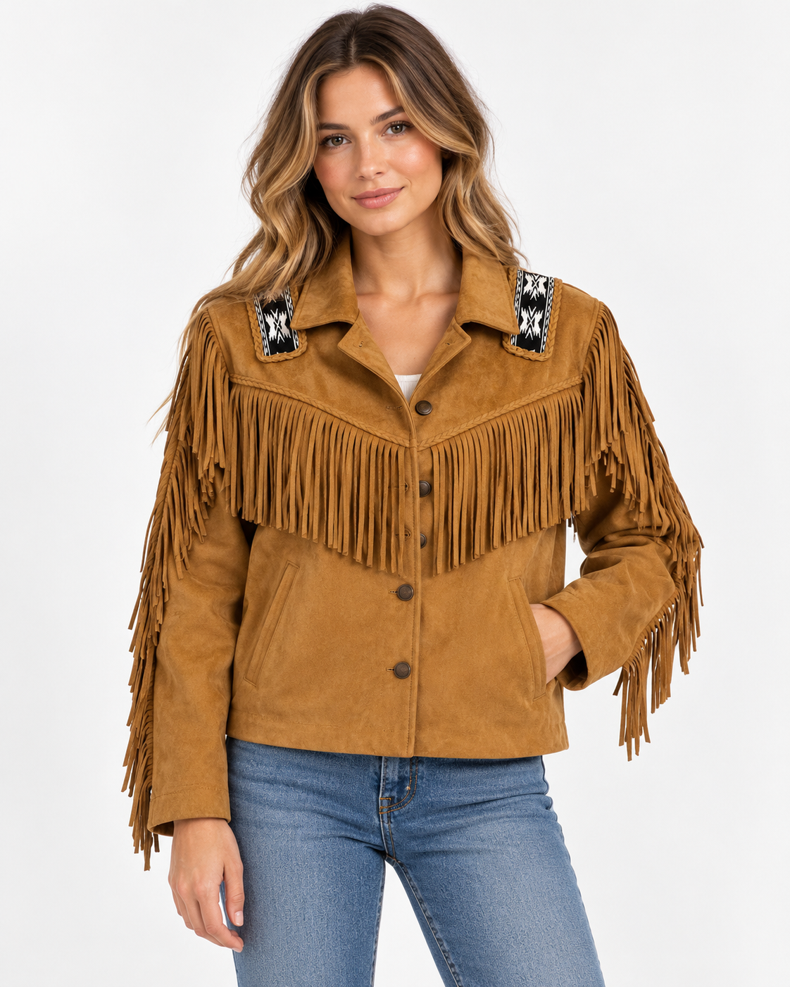 Montana Co Ladies Suede Jacket with Fringe L-2623