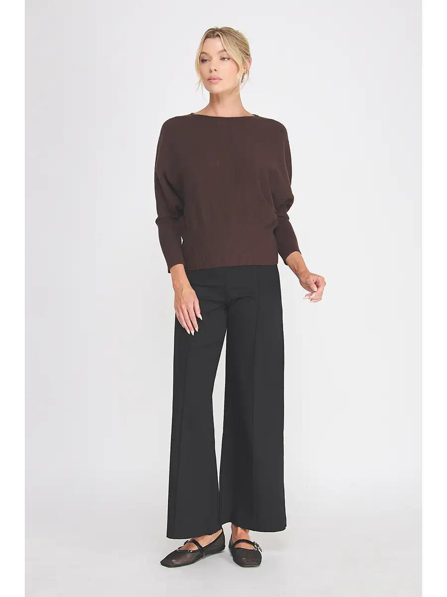 Fine Gauge Long Sleeve Dolman with Vertical Fanned Lines Sweater