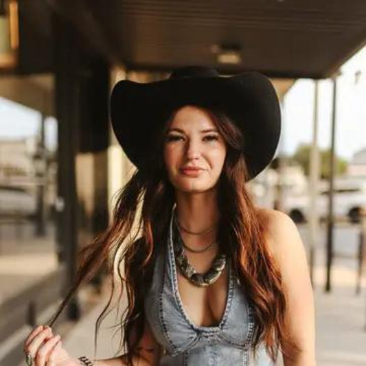 LUCKY & BLESSED Light Wash Halter Stretch Denim Corset Top