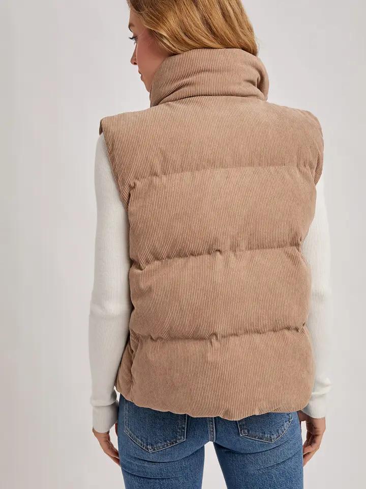 Corduroy Zip-Front Puffer Vest