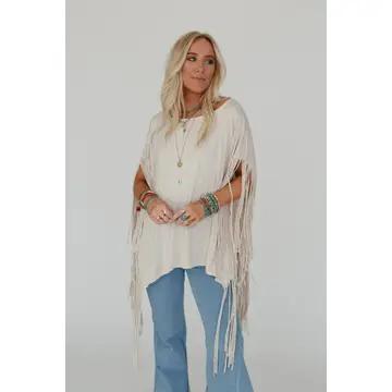 Three Bird Nest Western Fringe Top – Oat