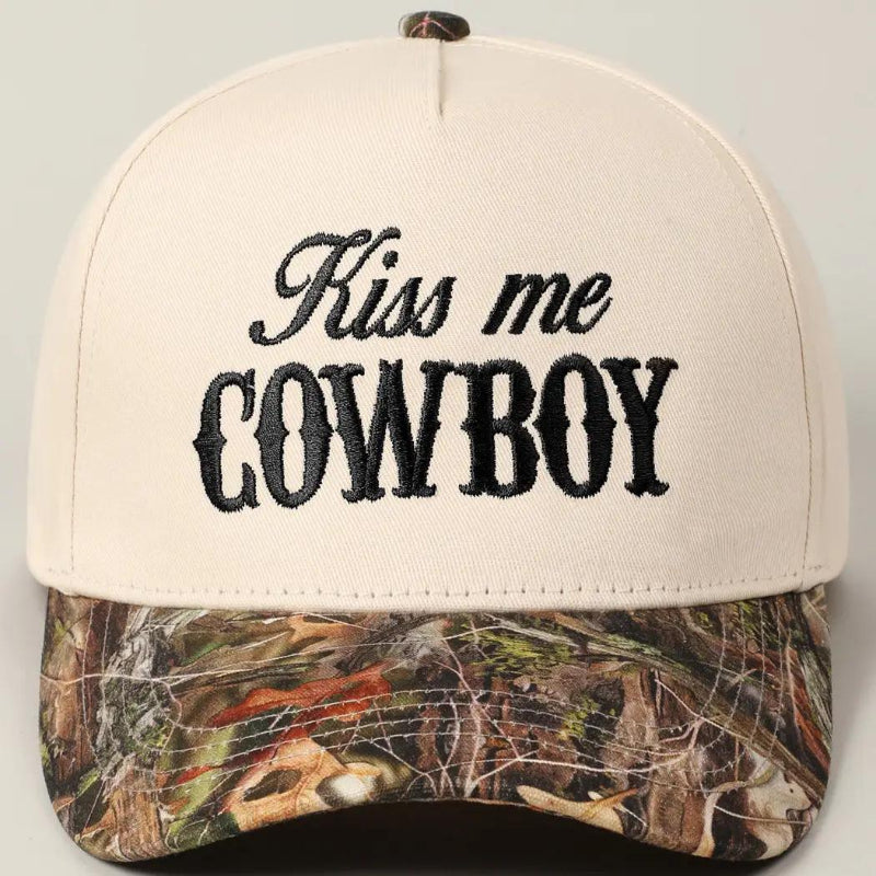 Fashion City Kiss Me Cowboy Embroidery Two-Tone Cap