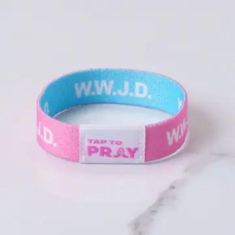 Versible Tap To Pray™ Wristbands - Blue & Pink WWJD