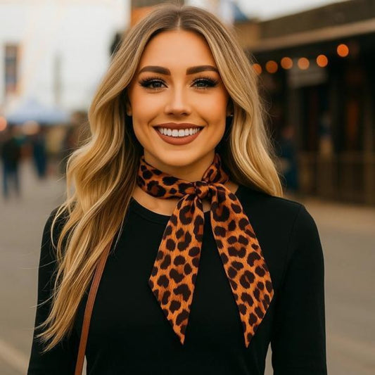 Rodeo Drive Brown And Black Western Skinny Mini Wild Rag Scarf Cowgirl Necktie