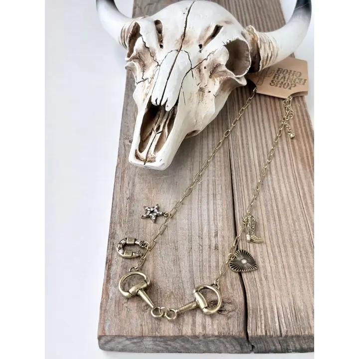 Western Charm & Horse Bit Pendant Necklace