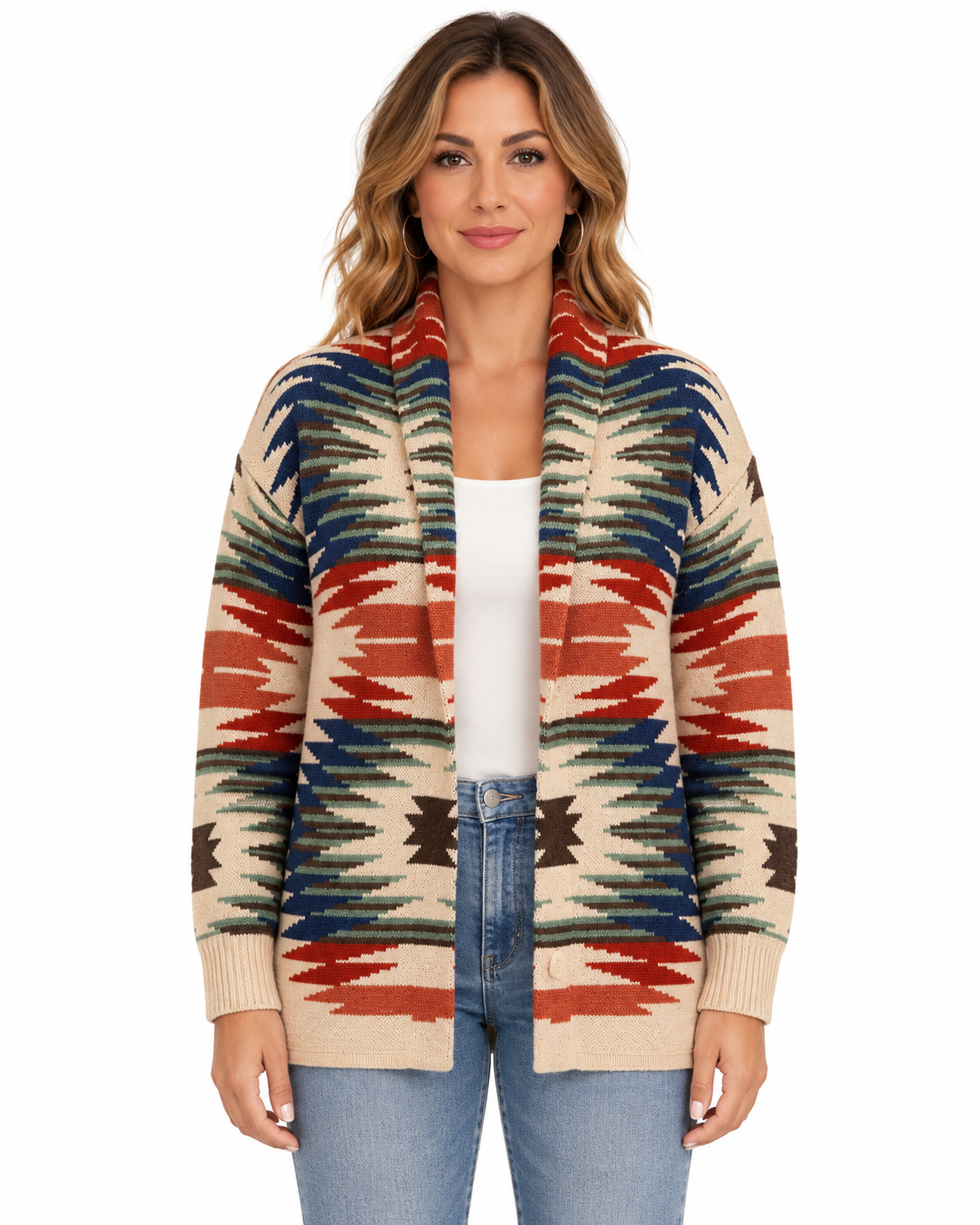 Montana Co Southwestern Geometric Kint Cardigan