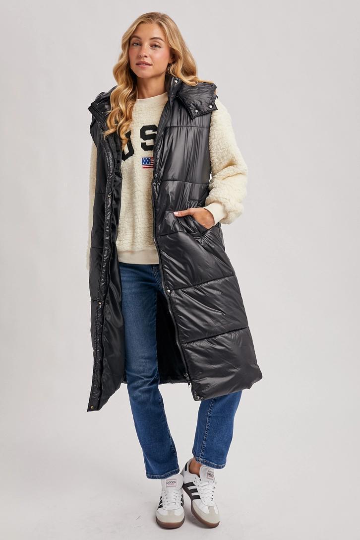 Belted Longline Puffer Vest