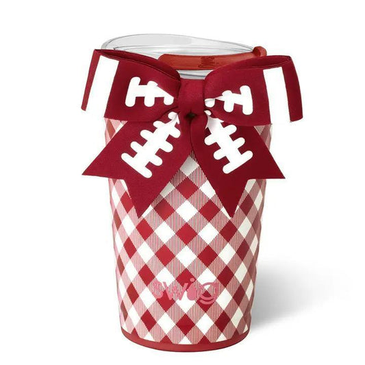 Gameday Gingham Party Cup Crimson, 24oz
