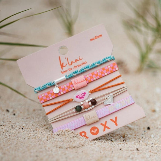 ROXY - Pink Hair Tie Bracelet Set