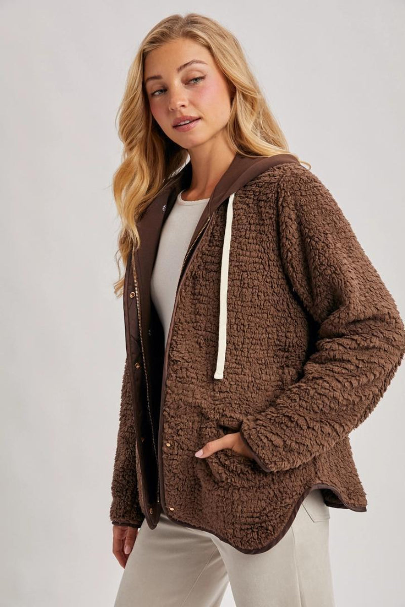 BLUIVY SHERPA ADJUSTABLE HOODED JACKET | COCO - SIDE VIEW 