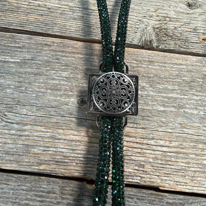 Rhinestone Bolo Tie with Western Slide