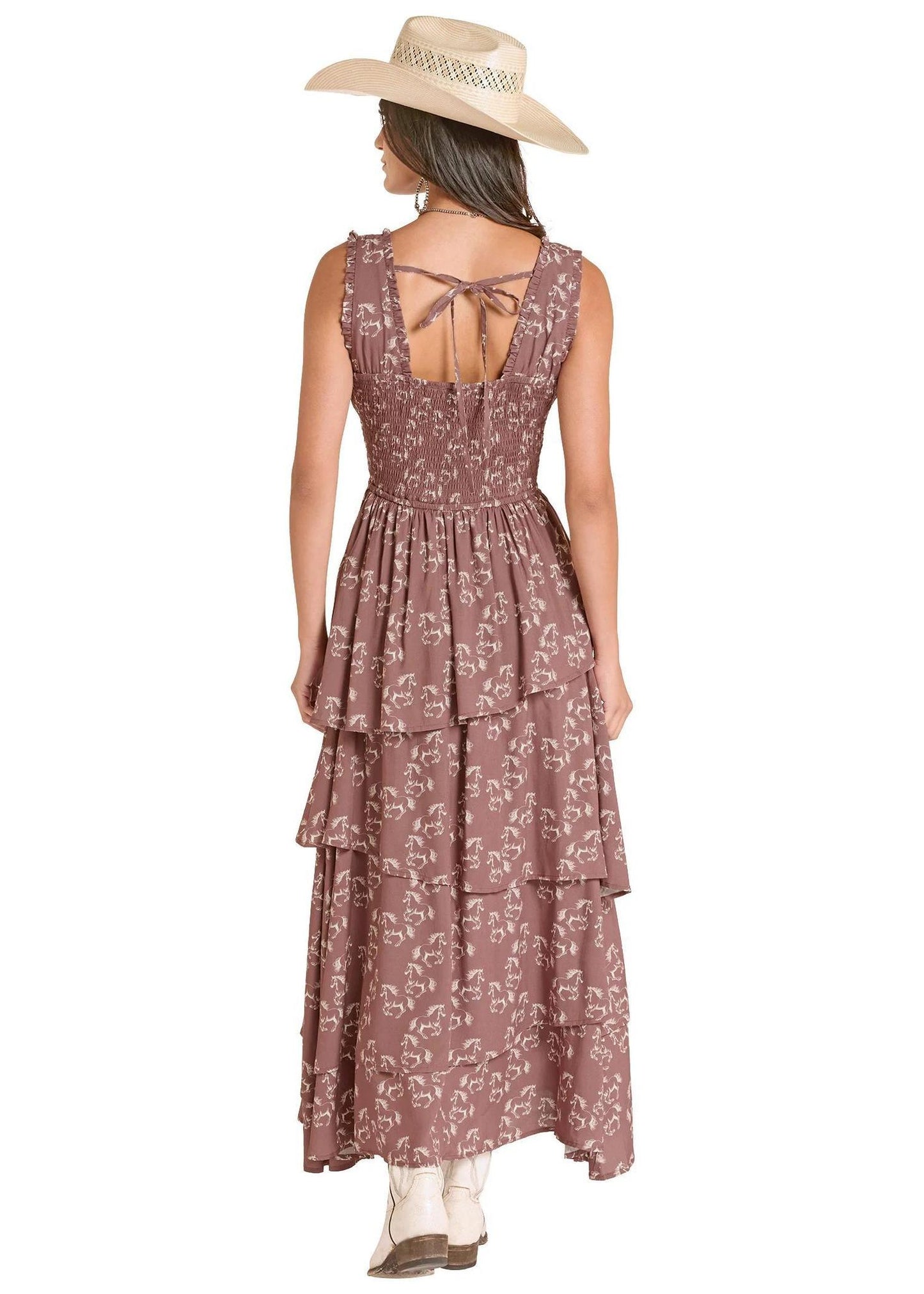 Horse Print Tiered Dress