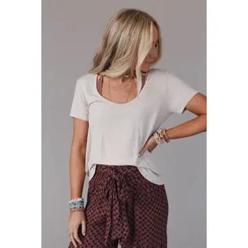 Three Bird Nest Scoop Neck Bralette Tee – Heather Oatmeal