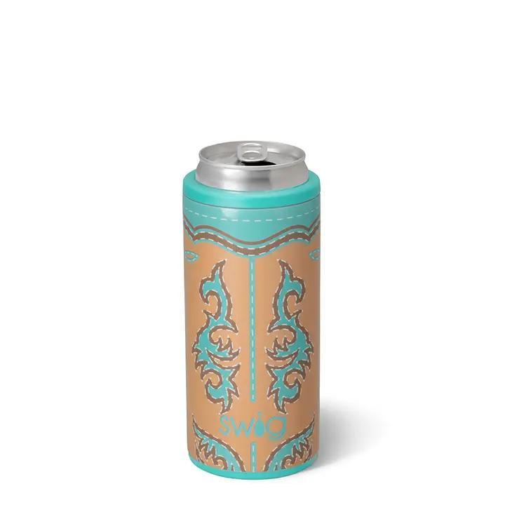 Boot Scootin' Skinny Can Cooler Turquoise, 12oz