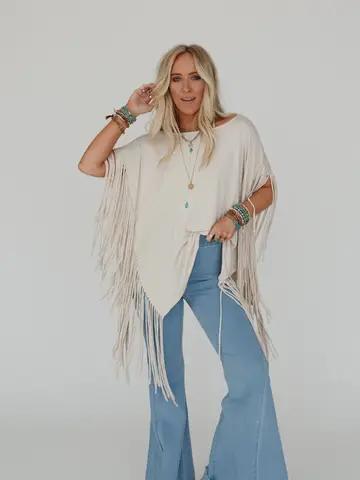 Three Bird Nest Western Fringe Top – Oat