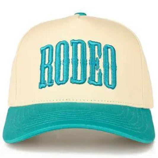 Hana C.C RODEO Letter Embroidered Snapback Trucker Hat Turquoise