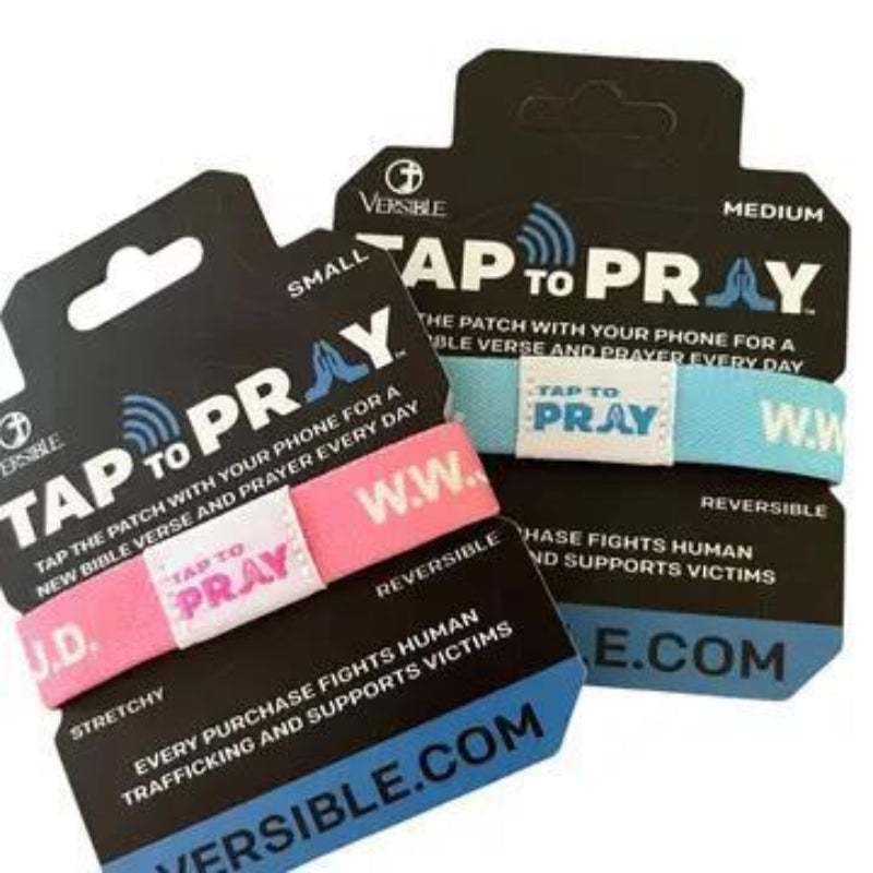 Versible Tap To Pray™ Wristbands - Blue & Pink WWJD