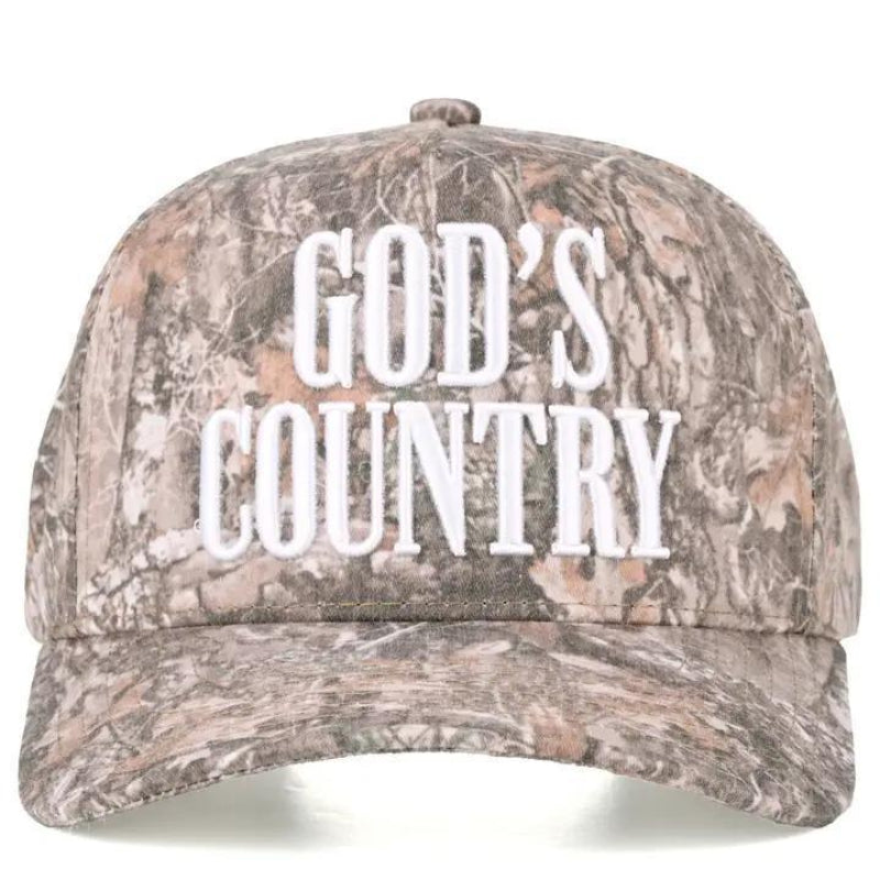 C.C GOD'S COUNTRY Letter on Two Tone Trucker Hat DKM2 - Front View