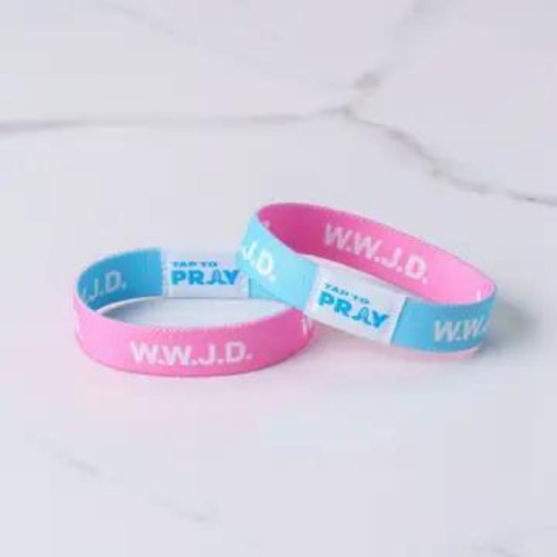 Versible Tap To Pray™ Wristbands - Blue & Pink WWJD
