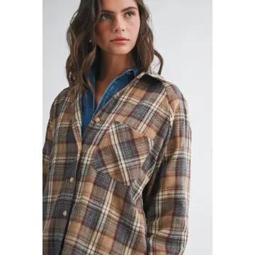 Oversized Plaid Flannel Button Down Shirt