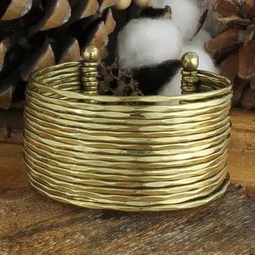 Hammered Bunch Cuff Bracelet – Gold