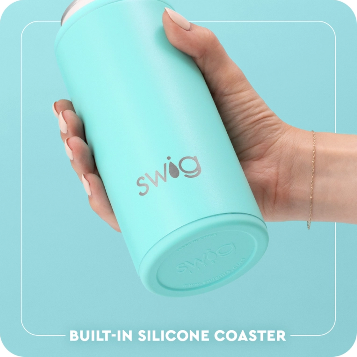 Boot Scootin' Skinny Can Cooler Turquoise, 12oz