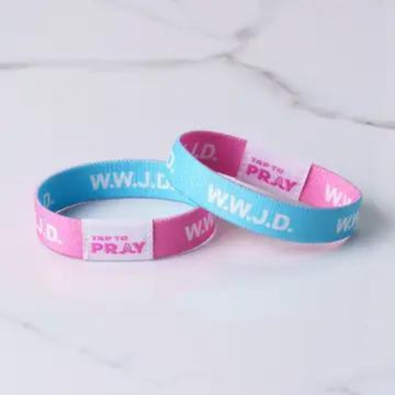 Versible Tap To Pray™ Wristbands - Blue & Pink WWJD