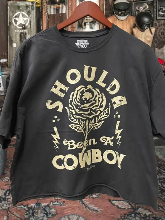 Shoulda Been A Cowboy Oversized Cropped T-shirt