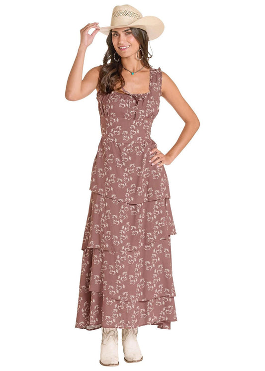 Horse Print Tiered Dress