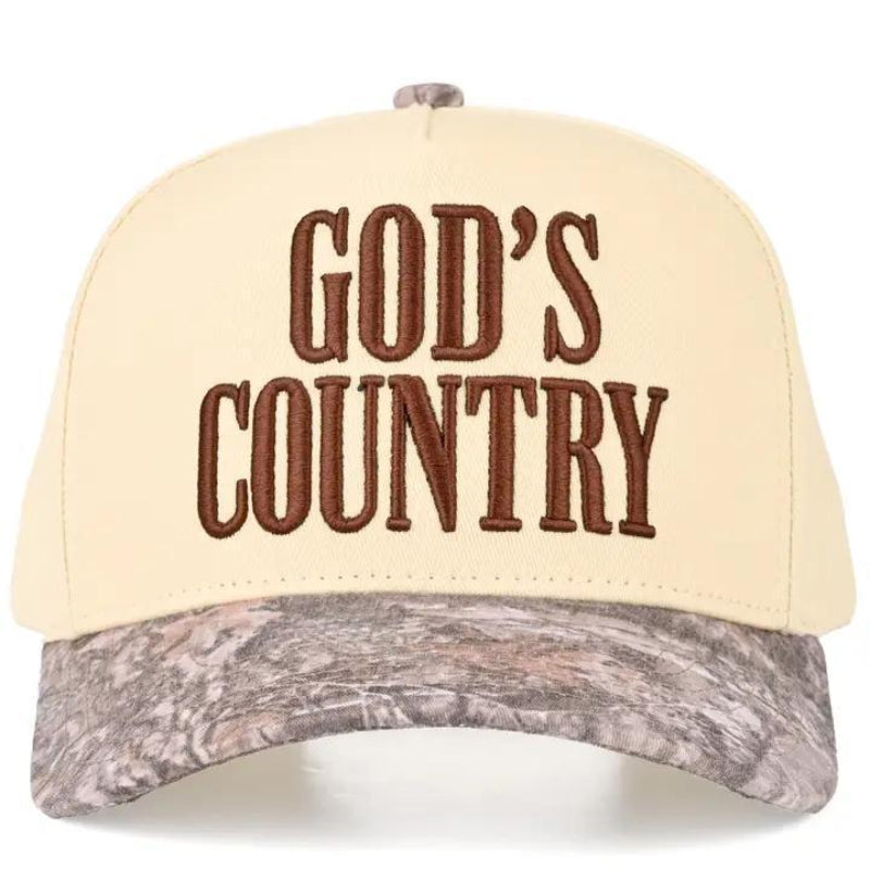C.C GOD'S COUNTRY Letter on Two Tone Trucker Hat DKM - Front View
