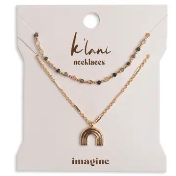 Imagine Gold Rainbow with Colorful Beads Necklace Set