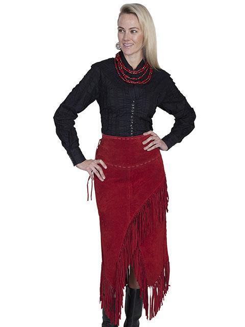 Scully Suede Asymmetrical Fringe Skirt