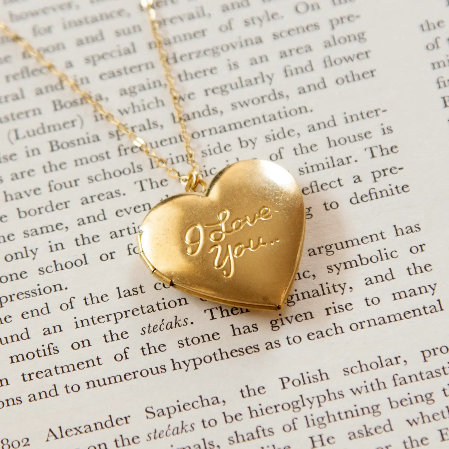 Vintage I love You Heart Locket Necklace