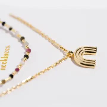 Imagine Gold Rainbow with Colorful Beads Necklace Set