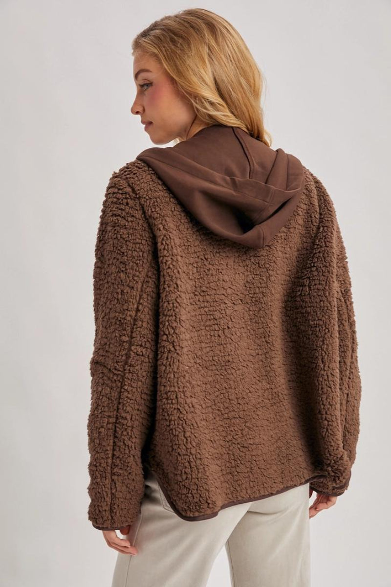 BLUIVY SHERPA ADJUSTABLE HOODED JACKET | COCO - BACK VIEW 