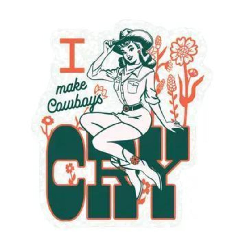 Juju and Moxie Make Cowboys Cry Vintage Cowgirl High Quality Vinyl Sticker