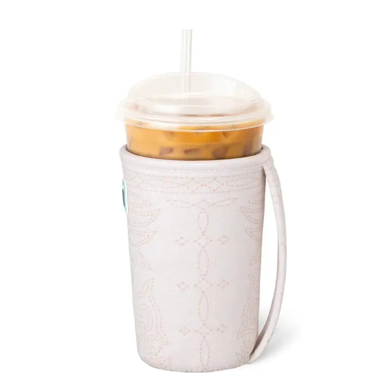 Swig Iced Cup Coolie Saddle Stitch Cream - Back View