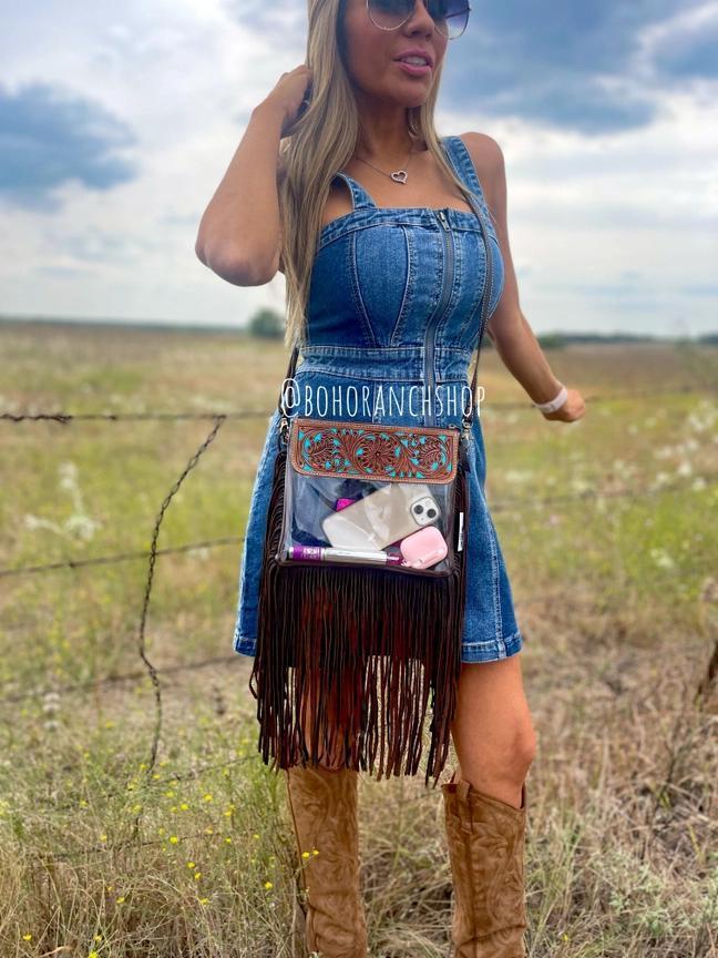 The Megan Crossbody Cowhide Western Tooled Leather Purse