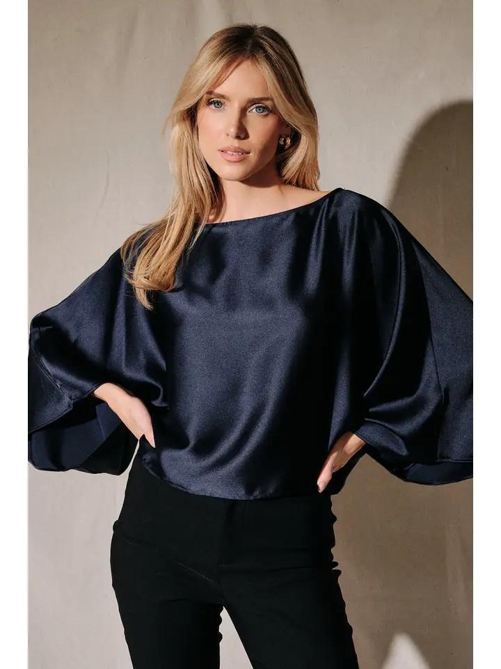 Sunday Edition Boat Neck 3/4 Sleeve Doman Pancho Top