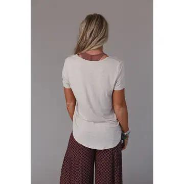 Three Bird Nest Scoop Neck Bralette Tee – Heather Oatmeal