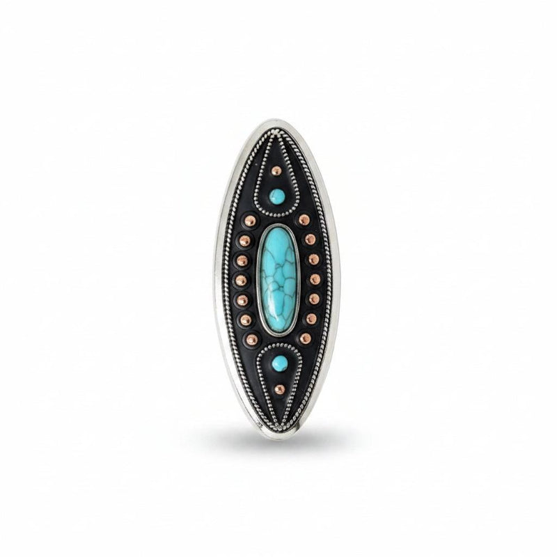 Copper and Antique Silver Turquoise Ellipse Concho #W266 | ROSETTE R102